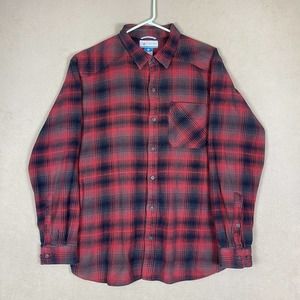 Columbia Shirt Adult XL Red Black Outdoor Hiking Camp Fishing Casual Mens‎ Plaid